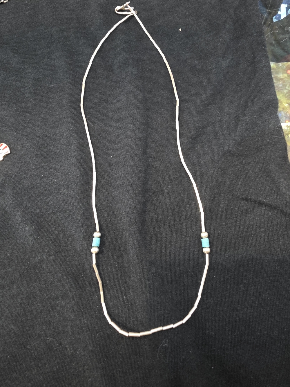 Sterling Silver Beaded Necklace with Turquoise Accents